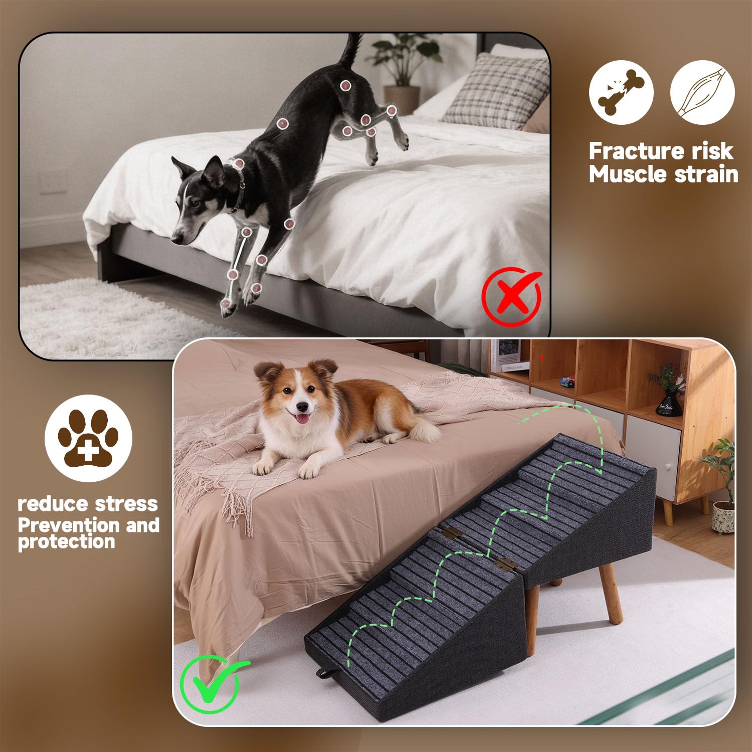 Ziluce large-dog friendly stairs offering secure access to beds