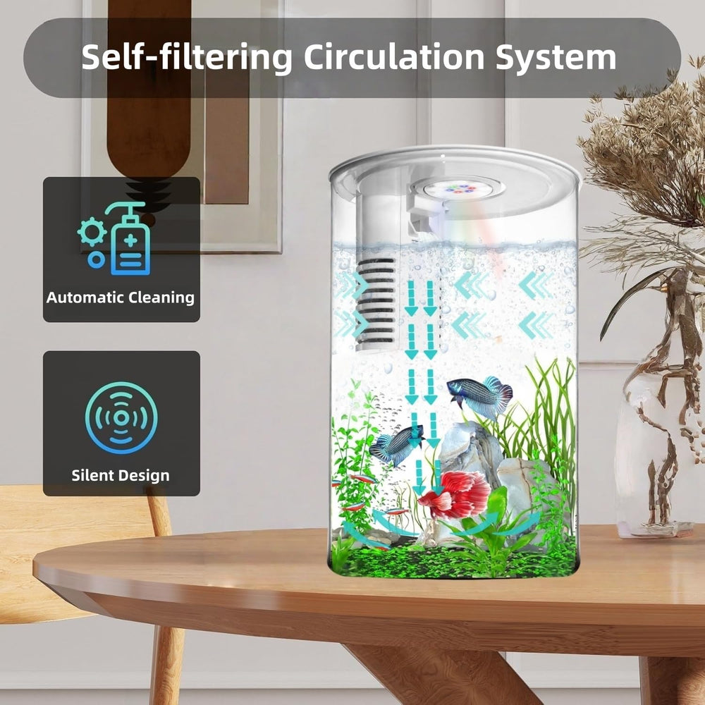 Zingbabu desktop fish tank 3gallon self-cleaning filter keeps water clearer