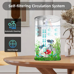 Zingbabu desktop fish tank 3gallon self-cleaning filter keeps water clearer