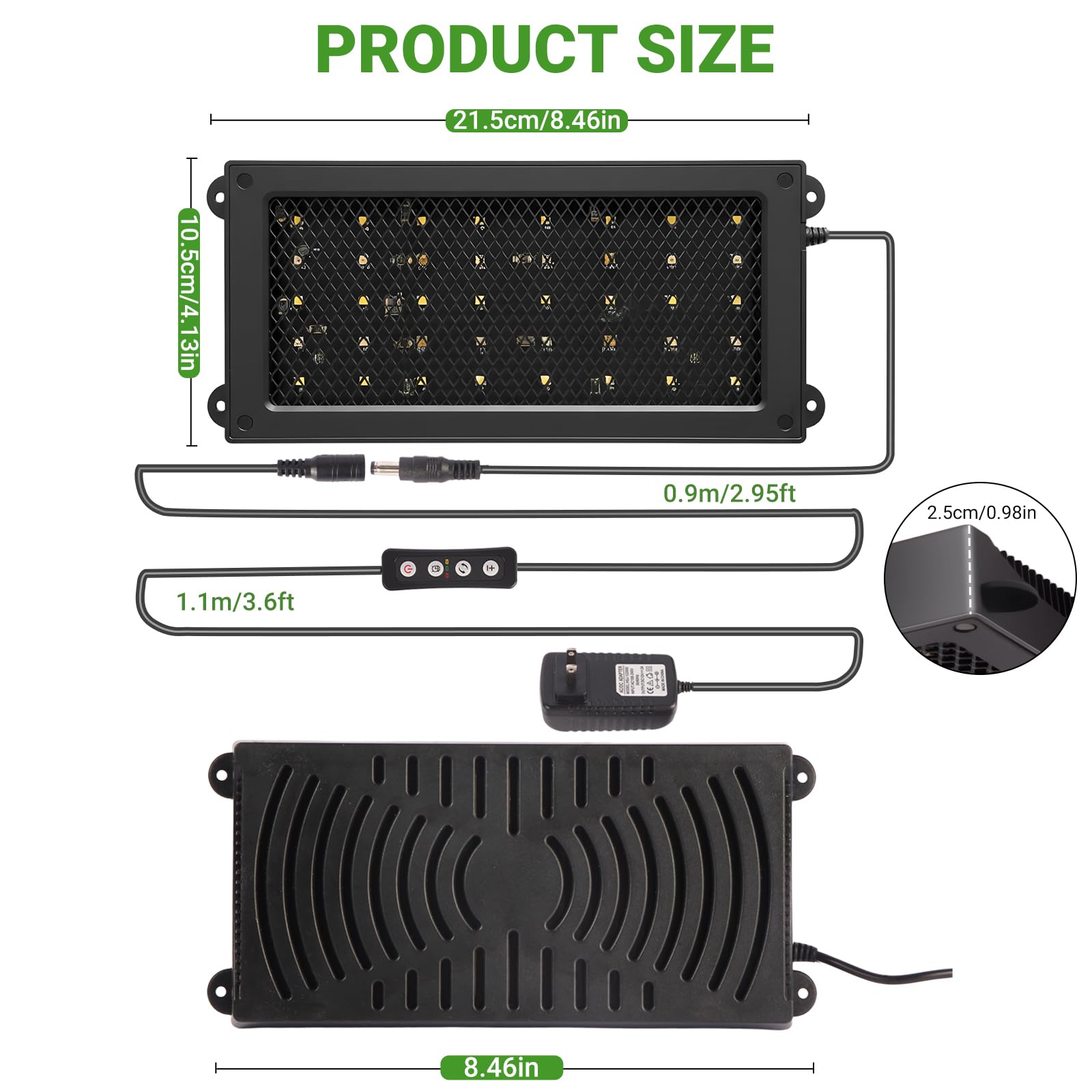 Zingbabu UVB Reptile Light 8-inch fixture provides broad coverage in tanks.