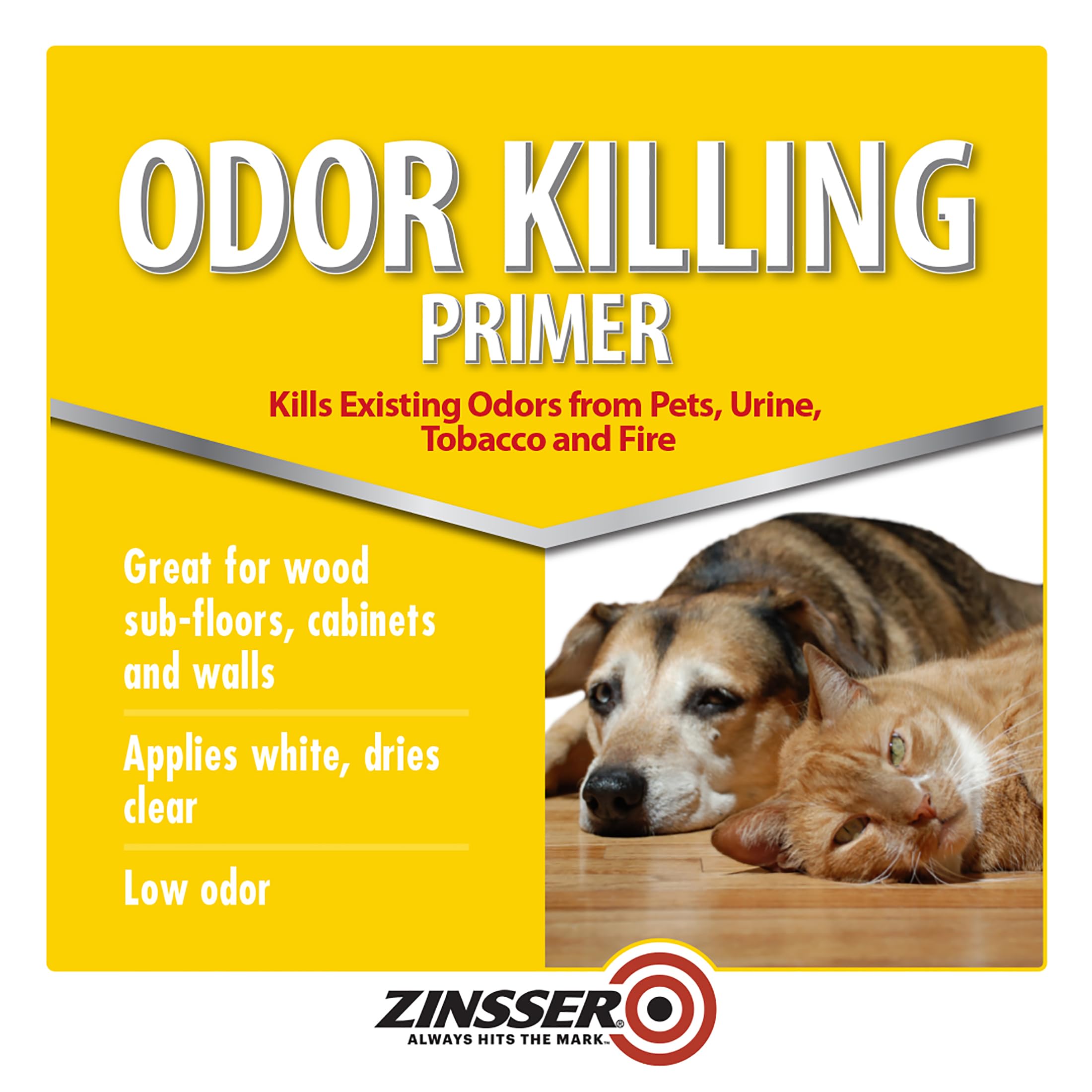 Zinsser odor-killing primer dries white and leaves a clear finish.