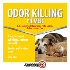 Zinsser odor-killing primer dries white and leaves a clear finish.