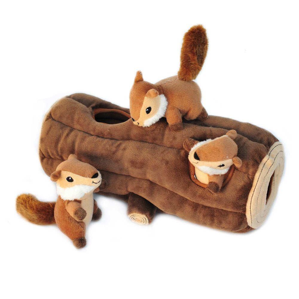 ZippyPaws Burrow chipmunk log dive: engaging puzzle that stimulates curiosity during play.