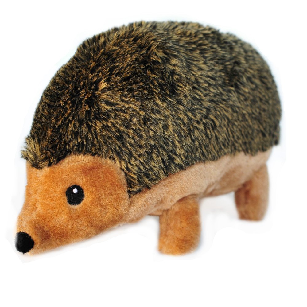 ZippyPaws Hedgehog plush close-up with soft fur and embroidered details for cuddling.