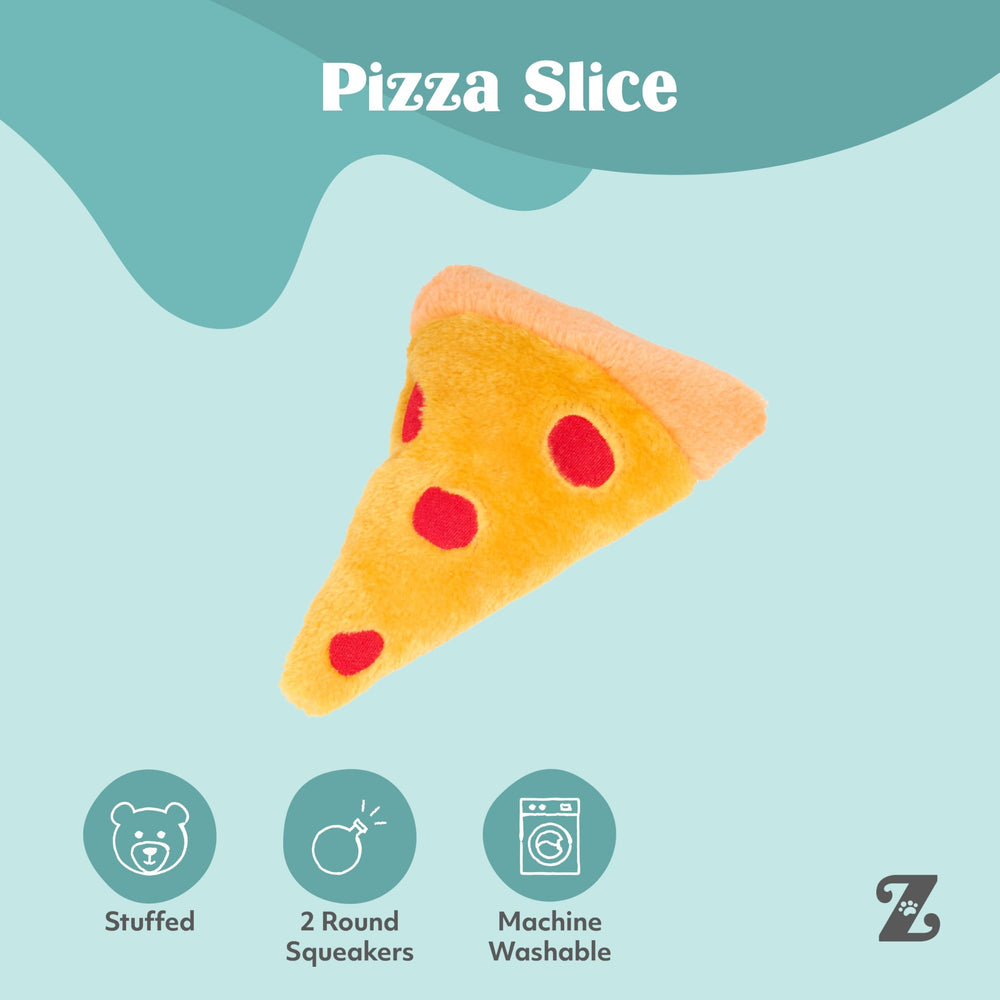 ZippyPaws NomNomz pizza toy soft fabric ideal for cozy snuggles.