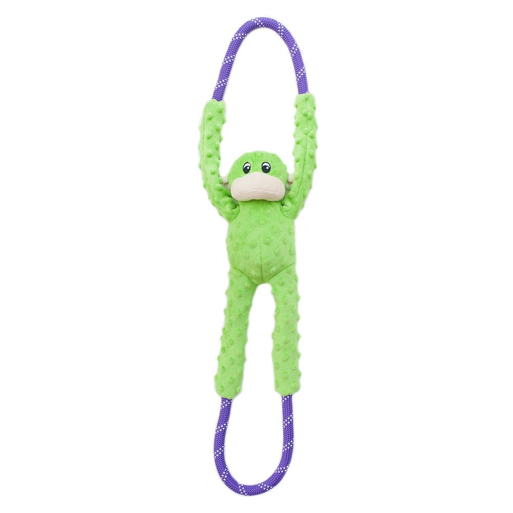 ZippyPaws RopeTugz Green Monkey design for durable tug play and interactive fun.