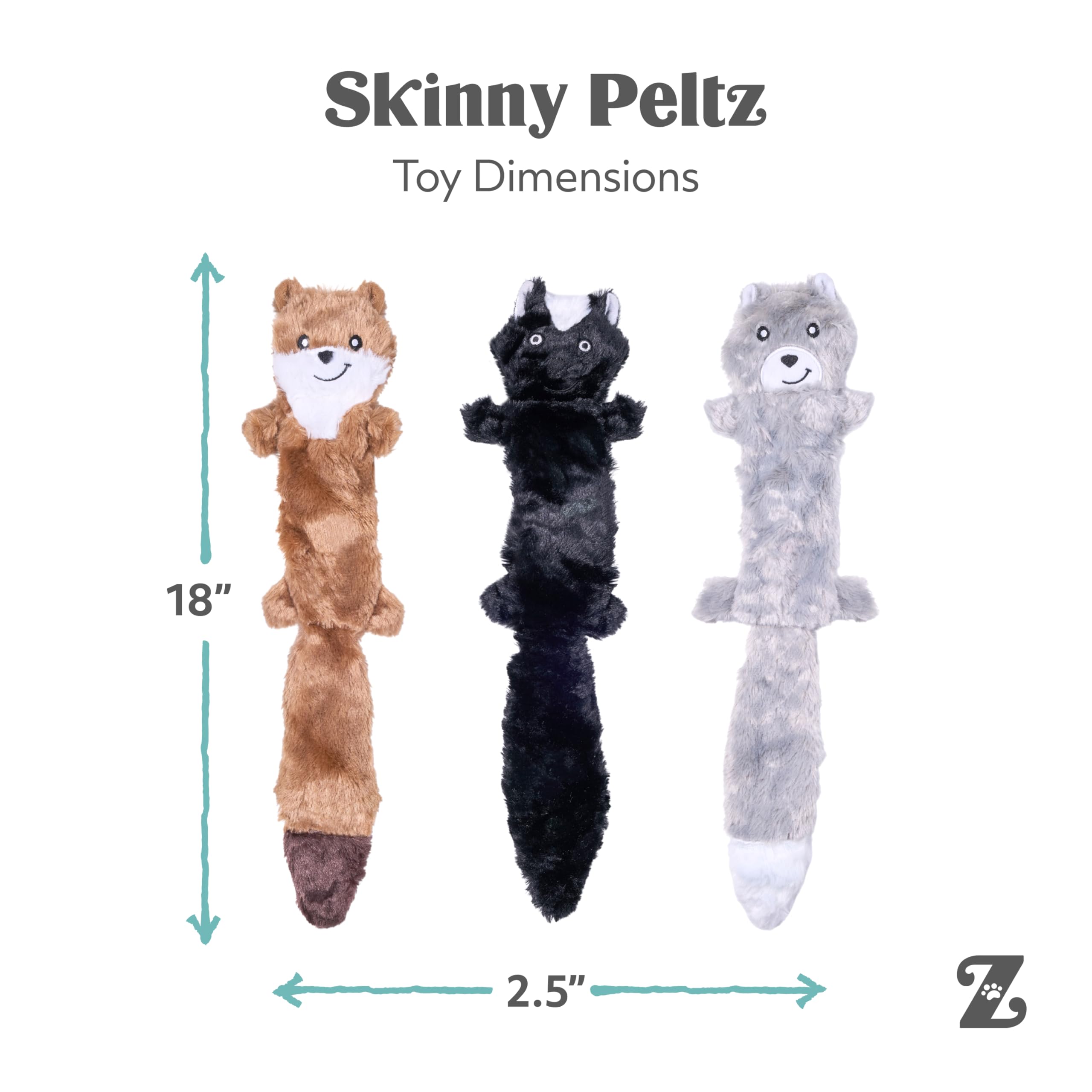 ZippyPaws Skinny Peltz three-squeaker design keeps dogs engaged during long play sessions
