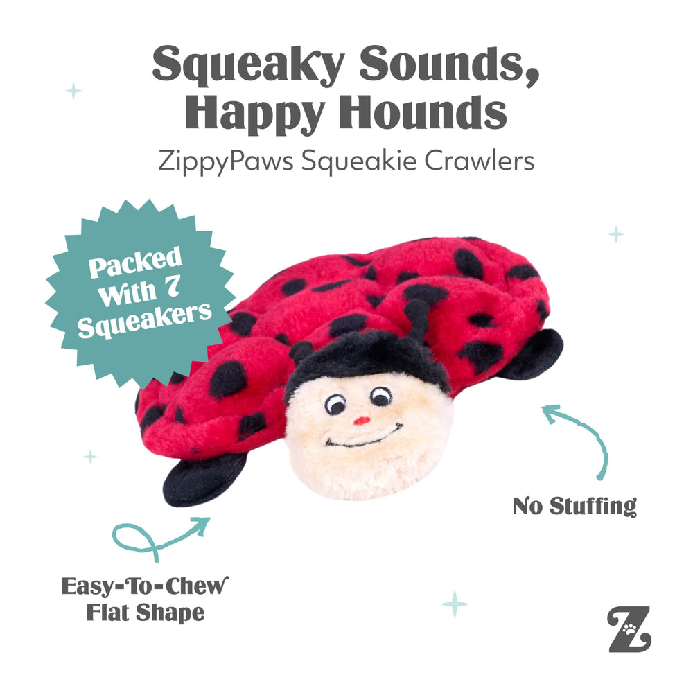 Soft plush fabric on ZippyPaws Squeakie Crawlers for a comfortable play feel