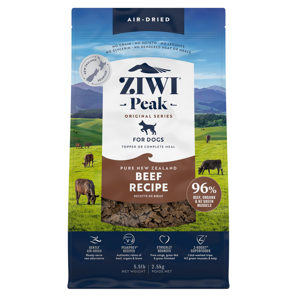 ZIWI Peak air-dried beef bites in a bowl with a crunchy texture.