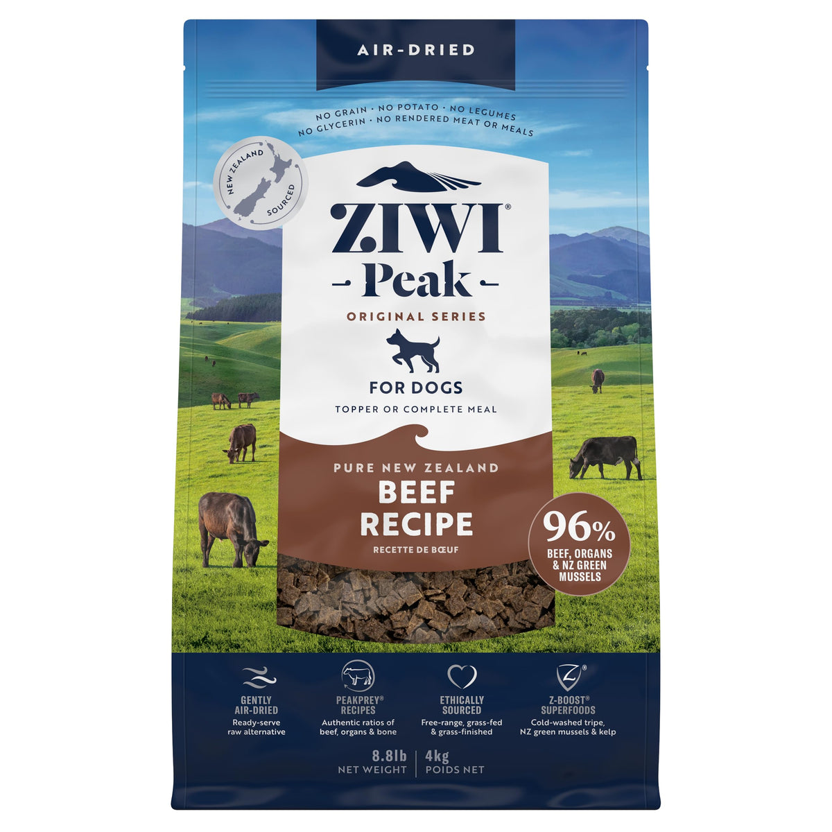 ZIWI Peak air-dried beef dog food bag showcasing nutrient-dense nutrition
