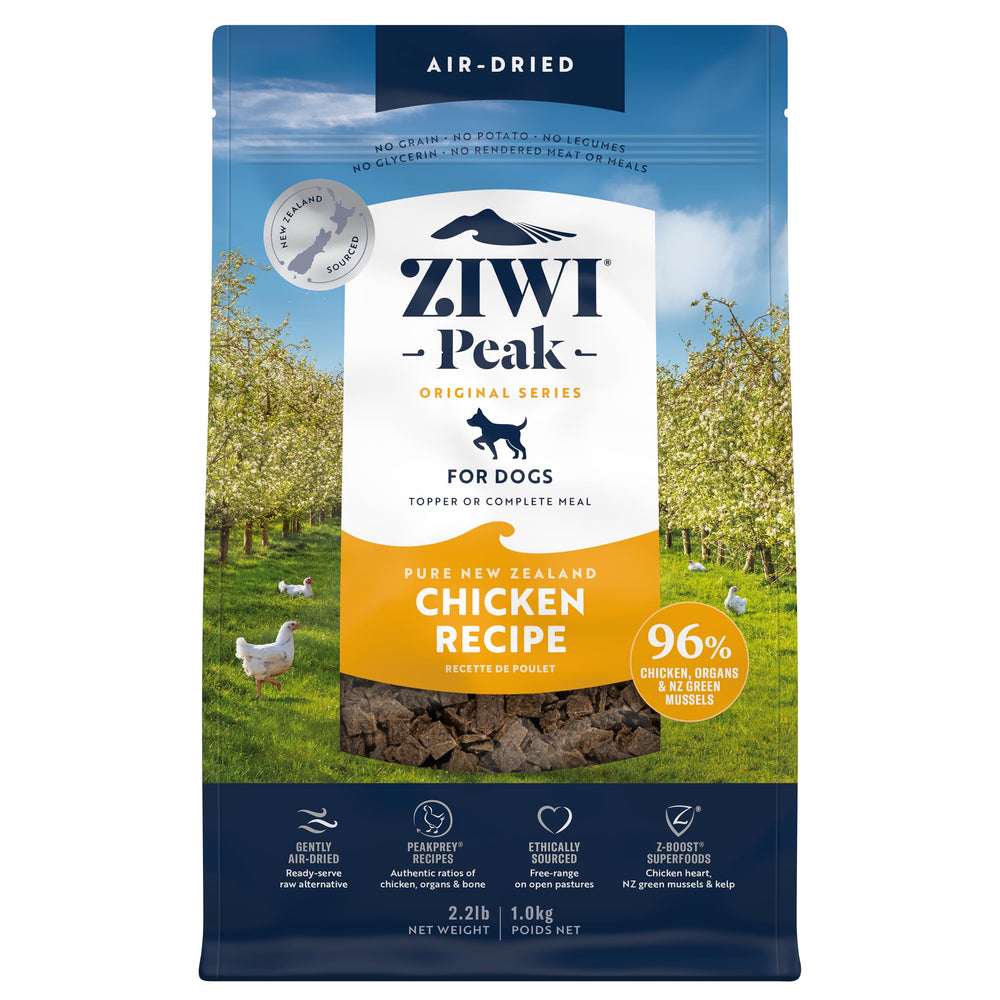 ZIWI Peak air-dried chicken in a bowl, high protein for active dogs