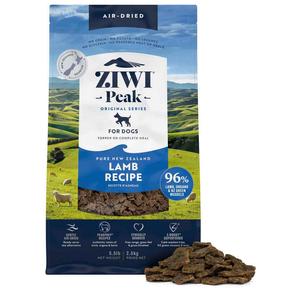 ZIWI Peak air-dried lamb bites for high-protein, grain-free nutrition.