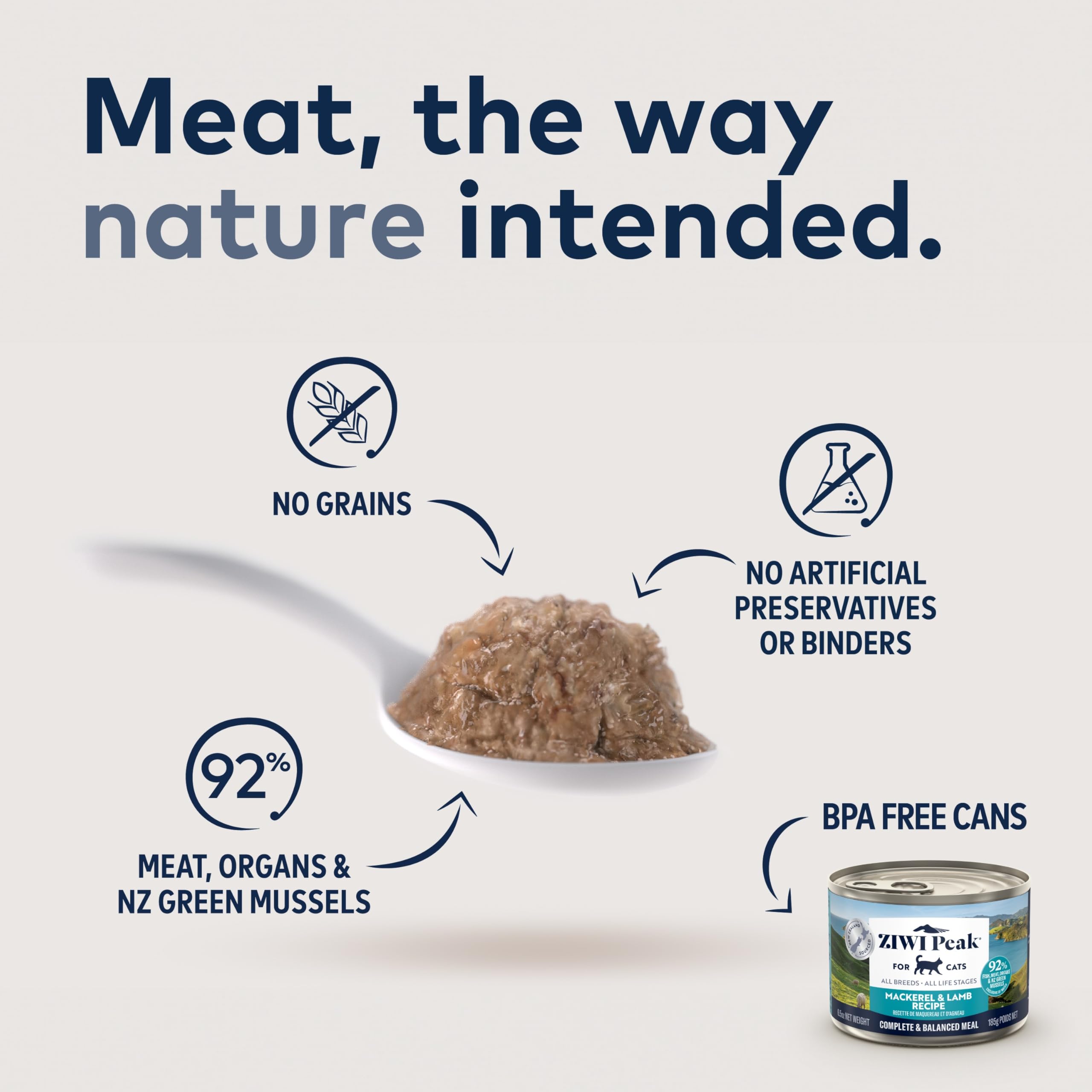 ZIWI Peak can label highlights natural ingredients and grain-free formula.