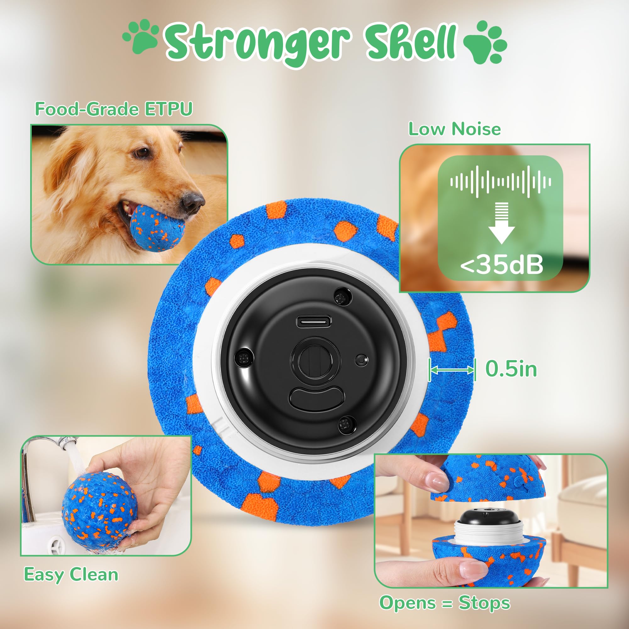 Zizimoko automatic moving and rotating ball in action during play.