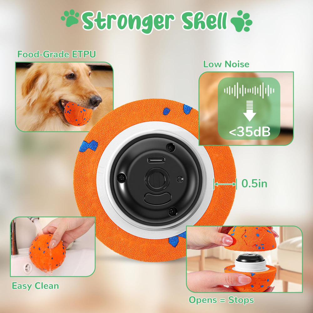 Zizimoko IP68 waterproof dog ball withstands rain, splashes, and outdoor use.