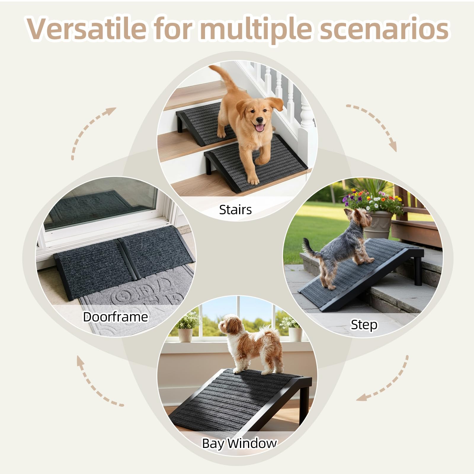 ZJDJEZJD dog ramp with locked-in carpet provides reliable traction on stairs.