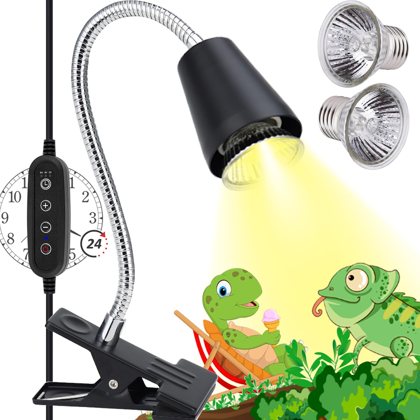 ZJNBMTFY reptile heat lamps with UVB bulbs for healthy basking and calcium support.
