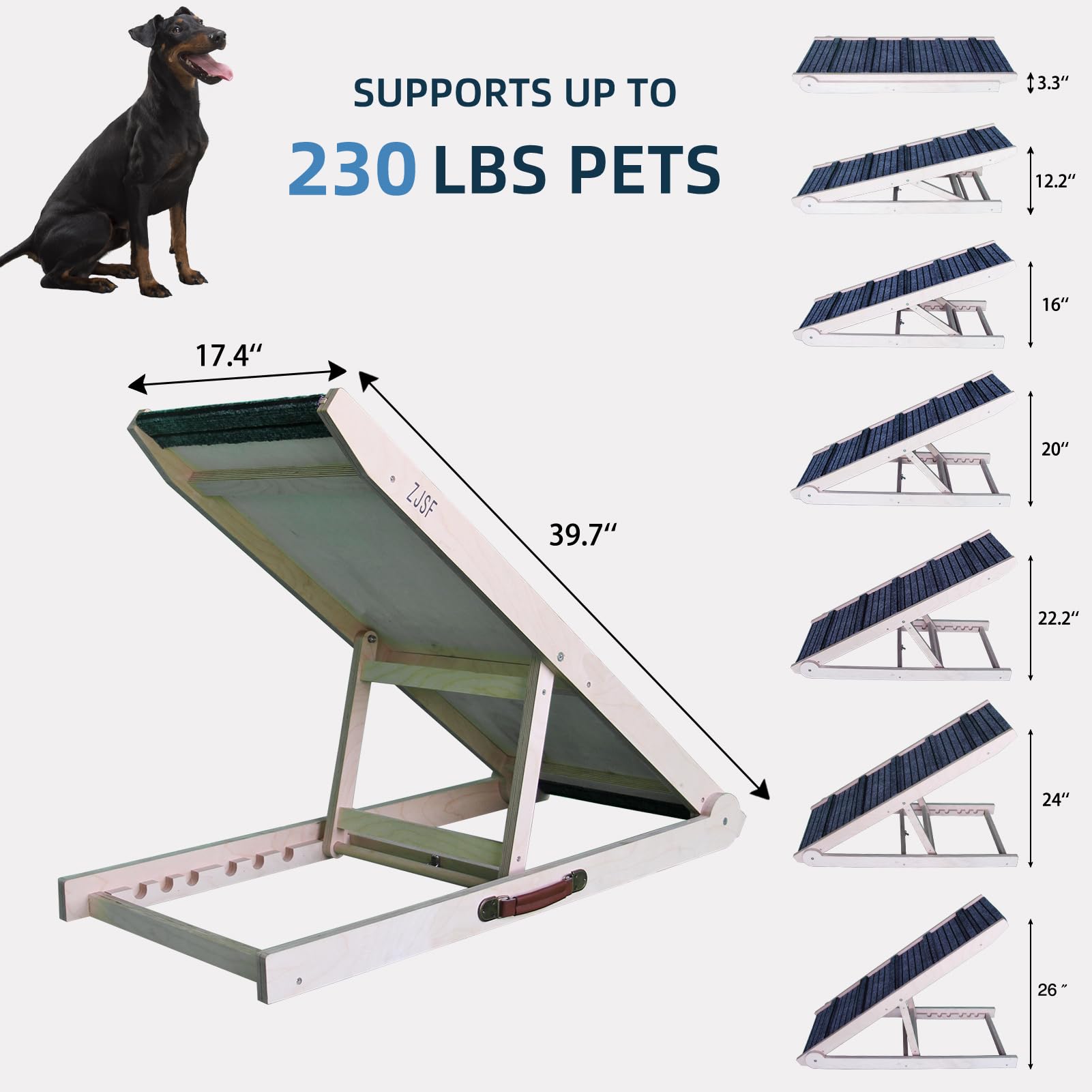 ZJSF dog ramp guiding a pet onto a bed or sofa