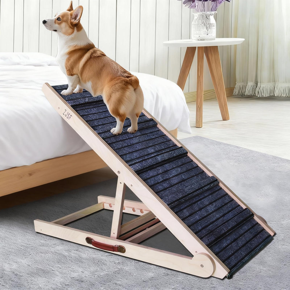 ZJSF foldable dog ramp beside a bed for easy access