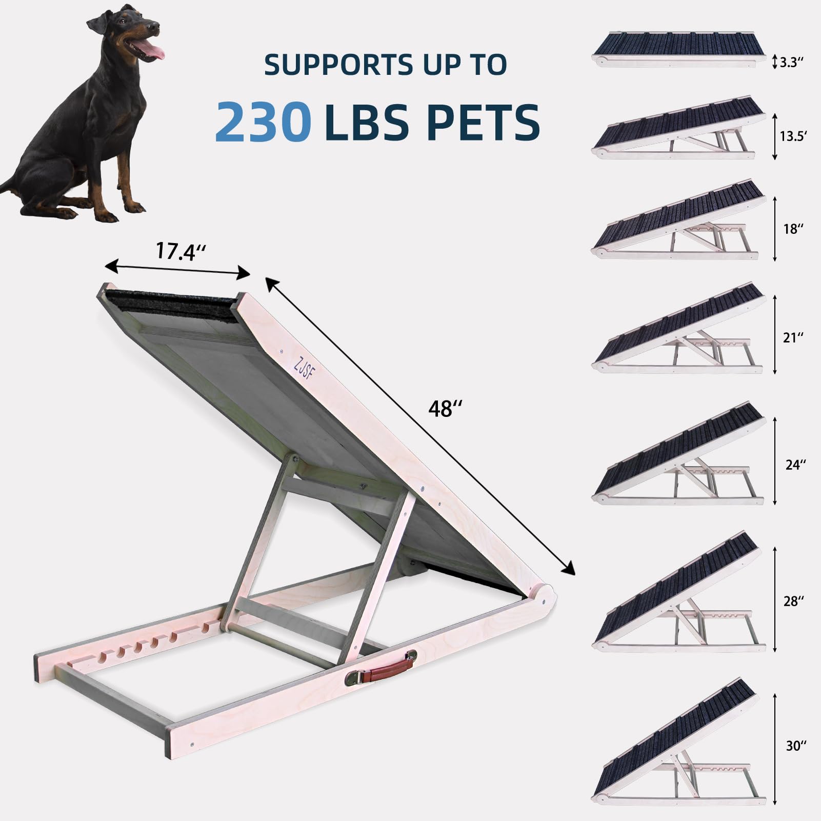 ZJSF dog ramp requires no assembly for quick setup.