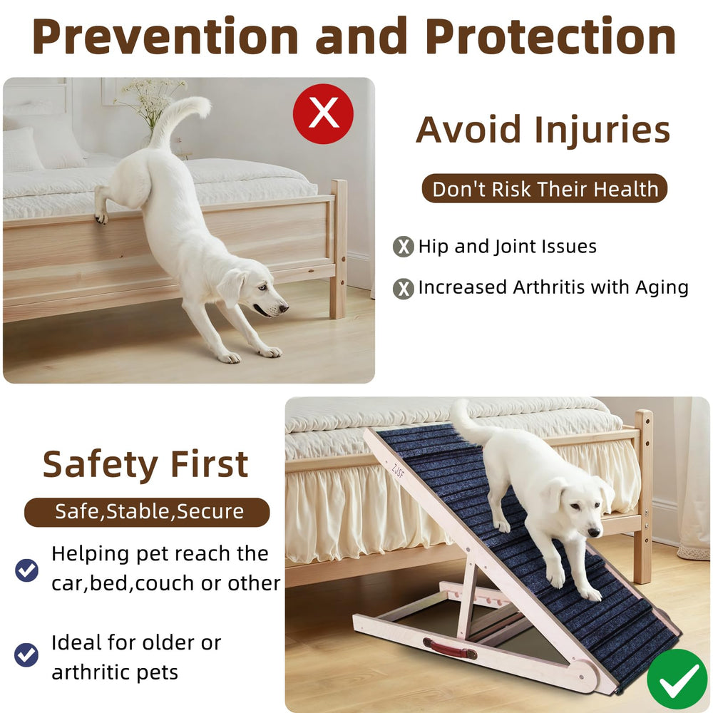 ZJSF dog ramp non-slip base protects floors during use.