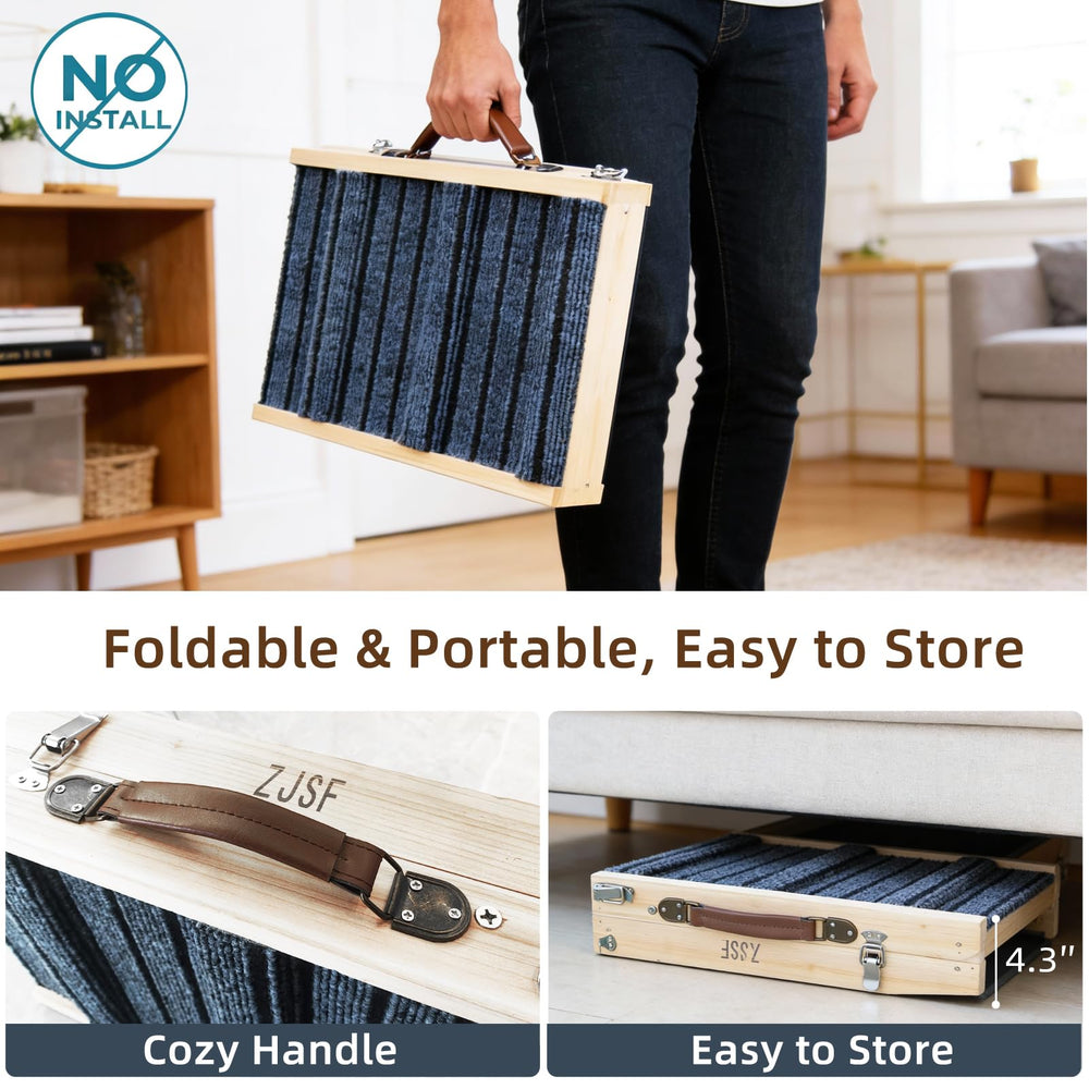 ZJSF Foldable Wooden Dog Ramp supports dogs up to 70 pounds