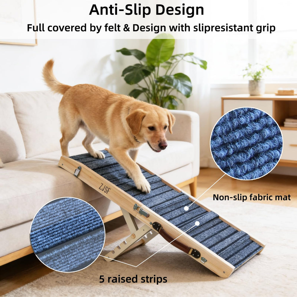 ZJSF Foldable Wooden Dog Ramp with side handle for portability