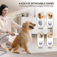 ZKSCool dog grooming vacuum suction in action.