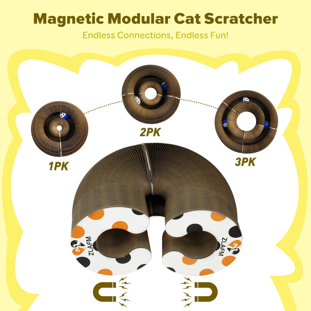ZLAFM Accordion scratcher with bell ball prompts playful chasing and scratching.