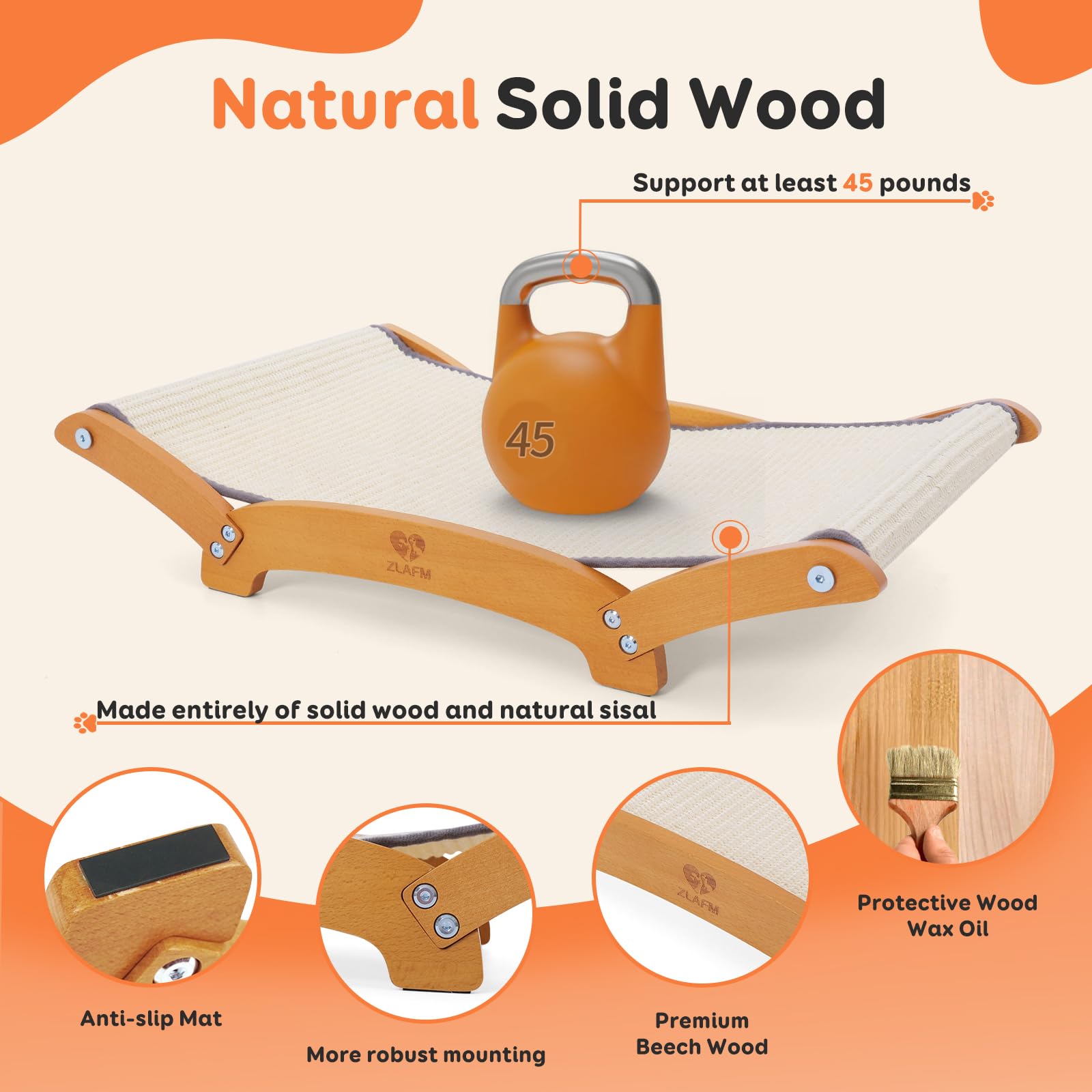 ZLAFM beech wood base provides sturdy frame support
