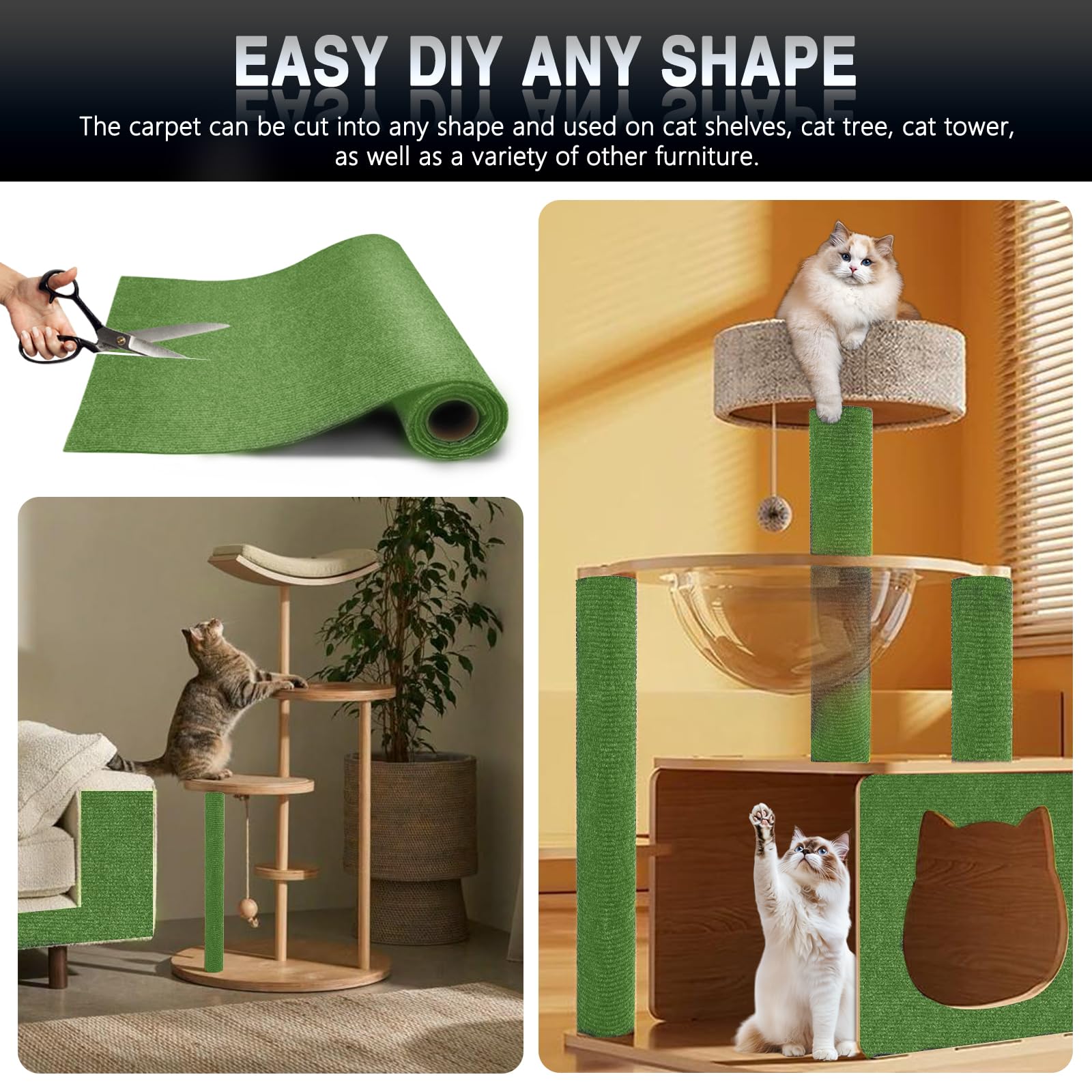 ZLAFM cat scratch mat shows self-adhesive backing for quick, mess-free installation