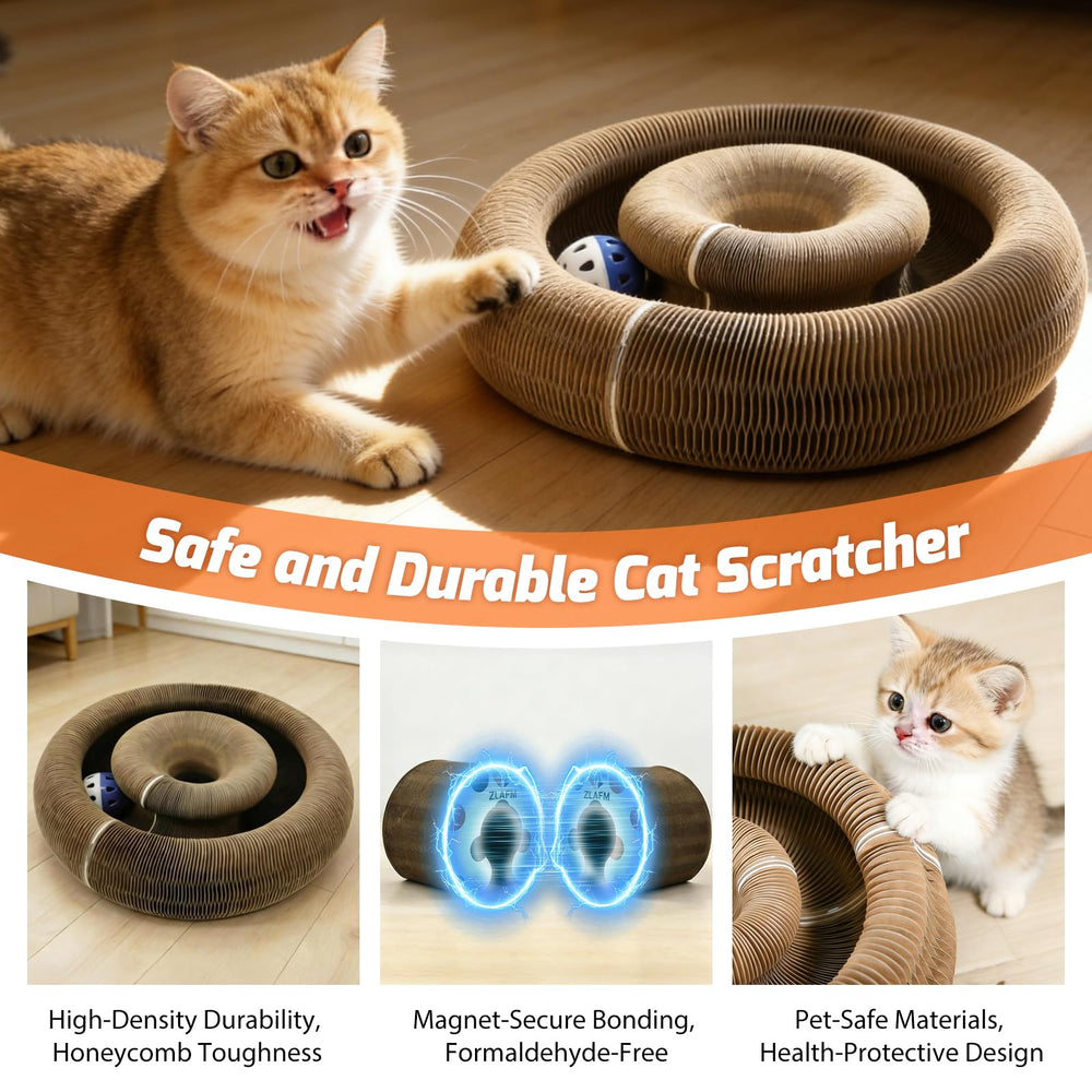 ZLAFM Cat scratcher bed nap area provides a cozy resting spot.