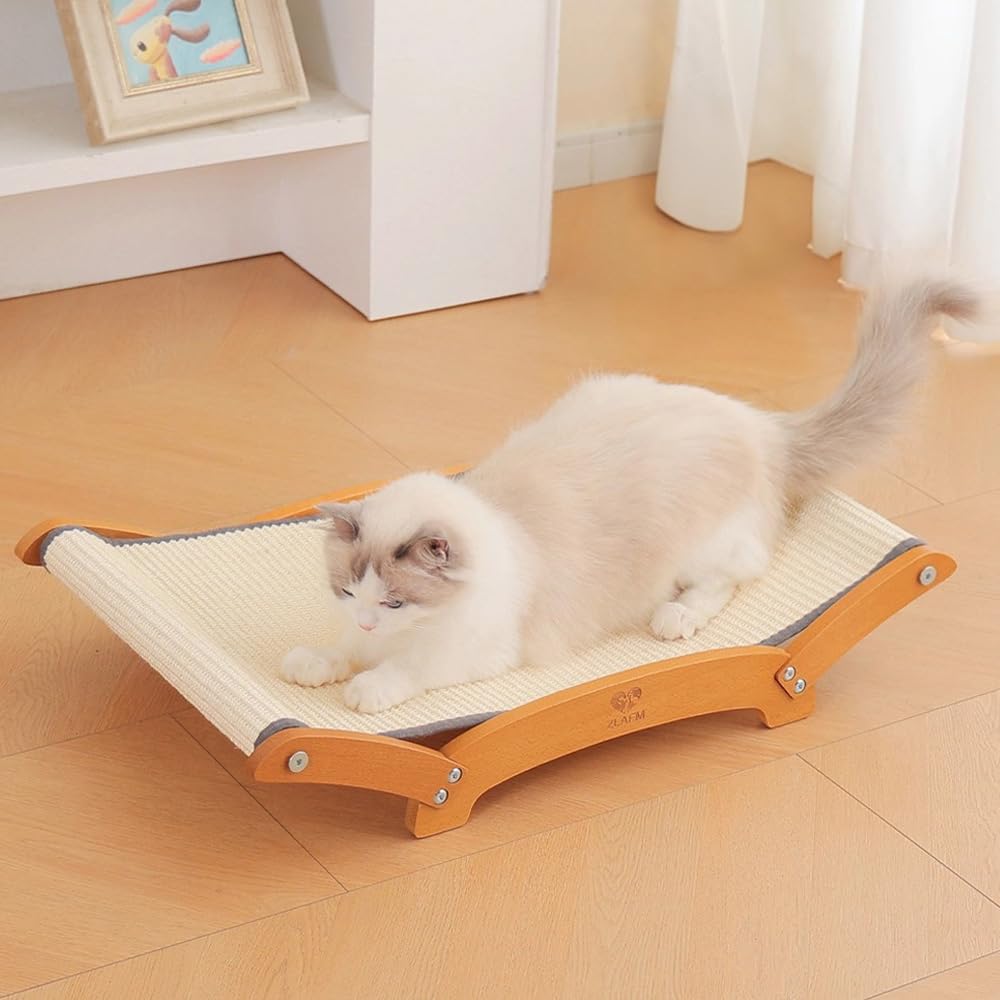 ZLAFM extra-large sisal scratch bed front view for spacious lounging