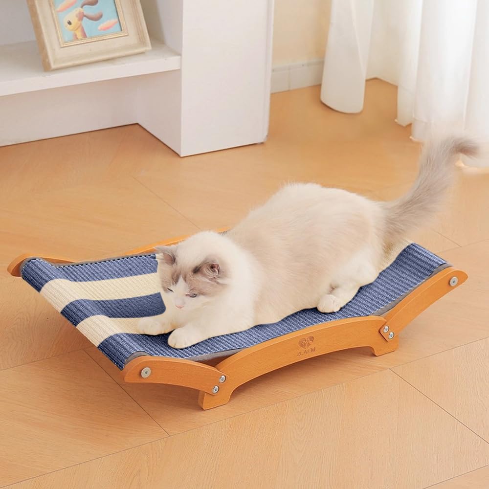 ZLAFM extra-large sisal cat scratcher bed with spacious pad for big cats.