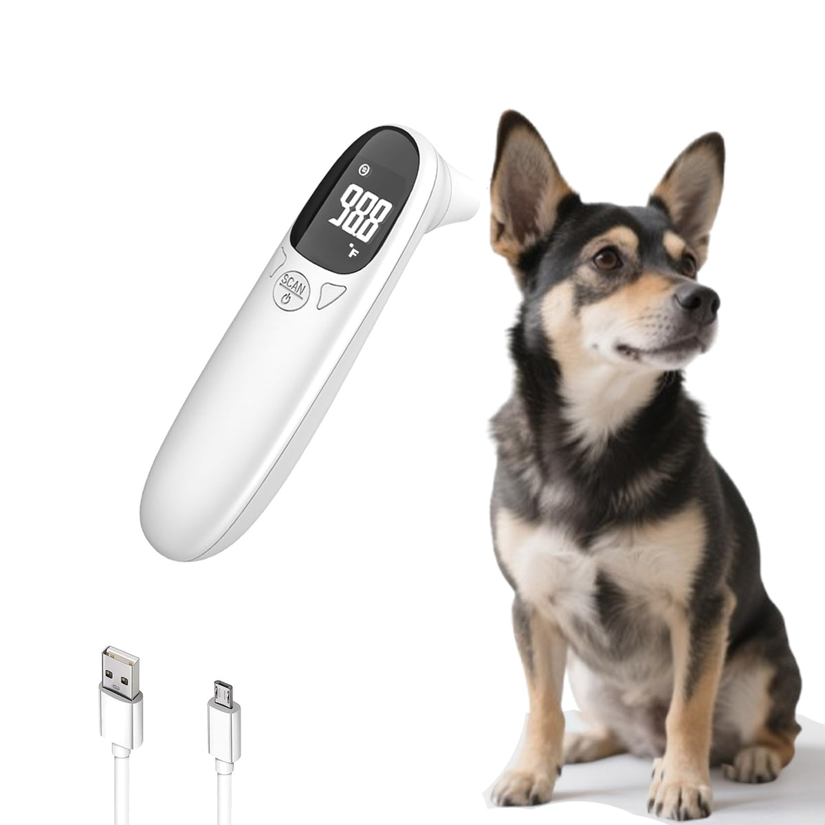 ZLZDIGIH-XB cat and dog thermometer with clear front display for quick readings.