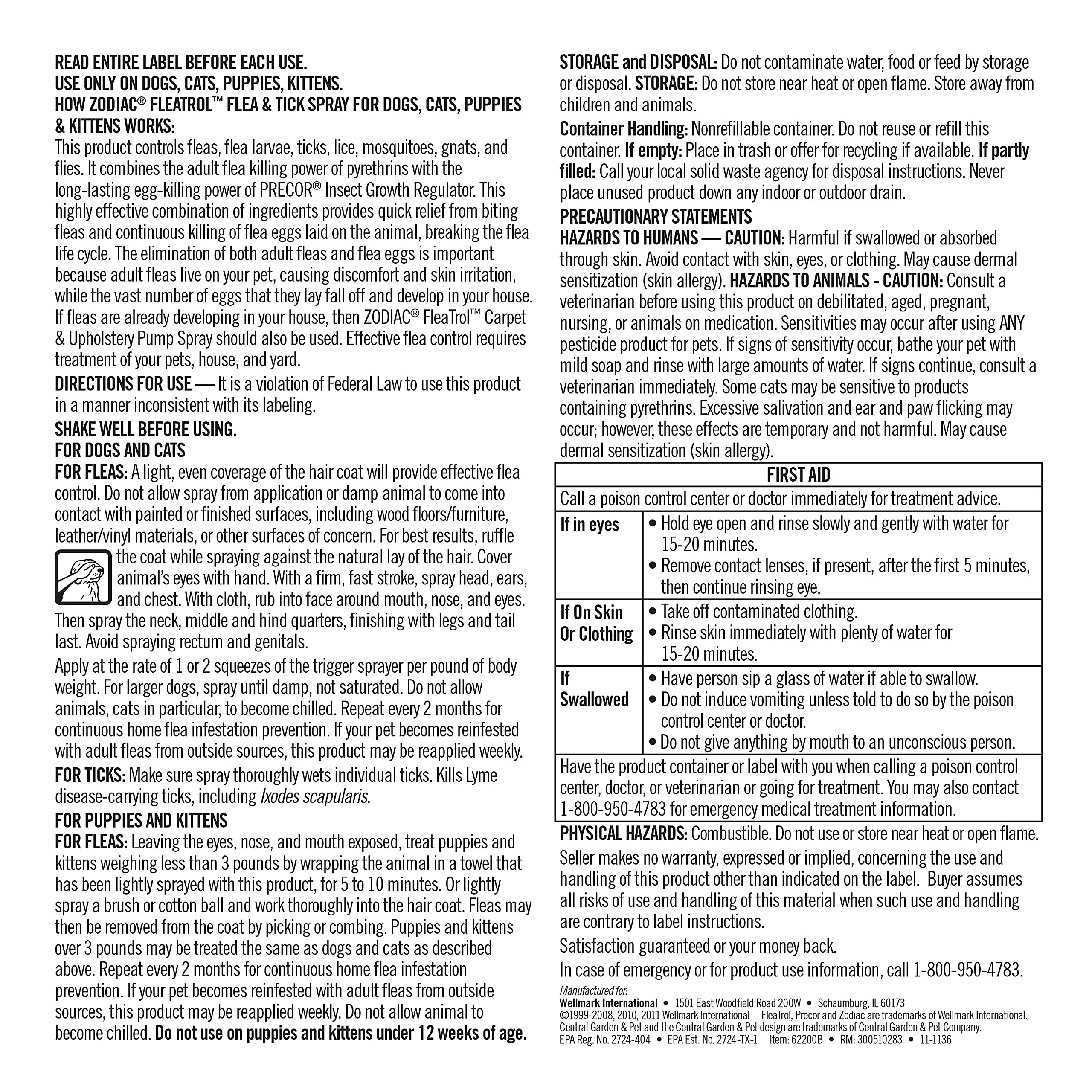 Close-up of Zodiac Flea & Tick Spray bottle ready for quick use on pets.
