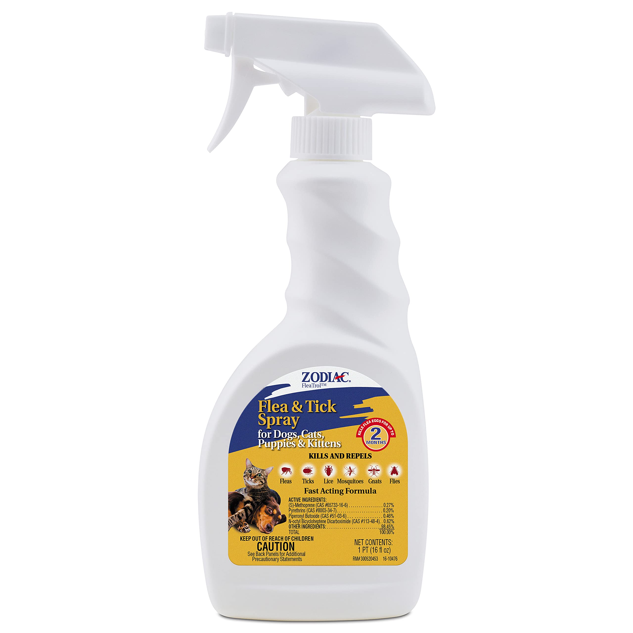 Zodiac Flea & Tick Spray for dogs, easy fur application for pest protection.