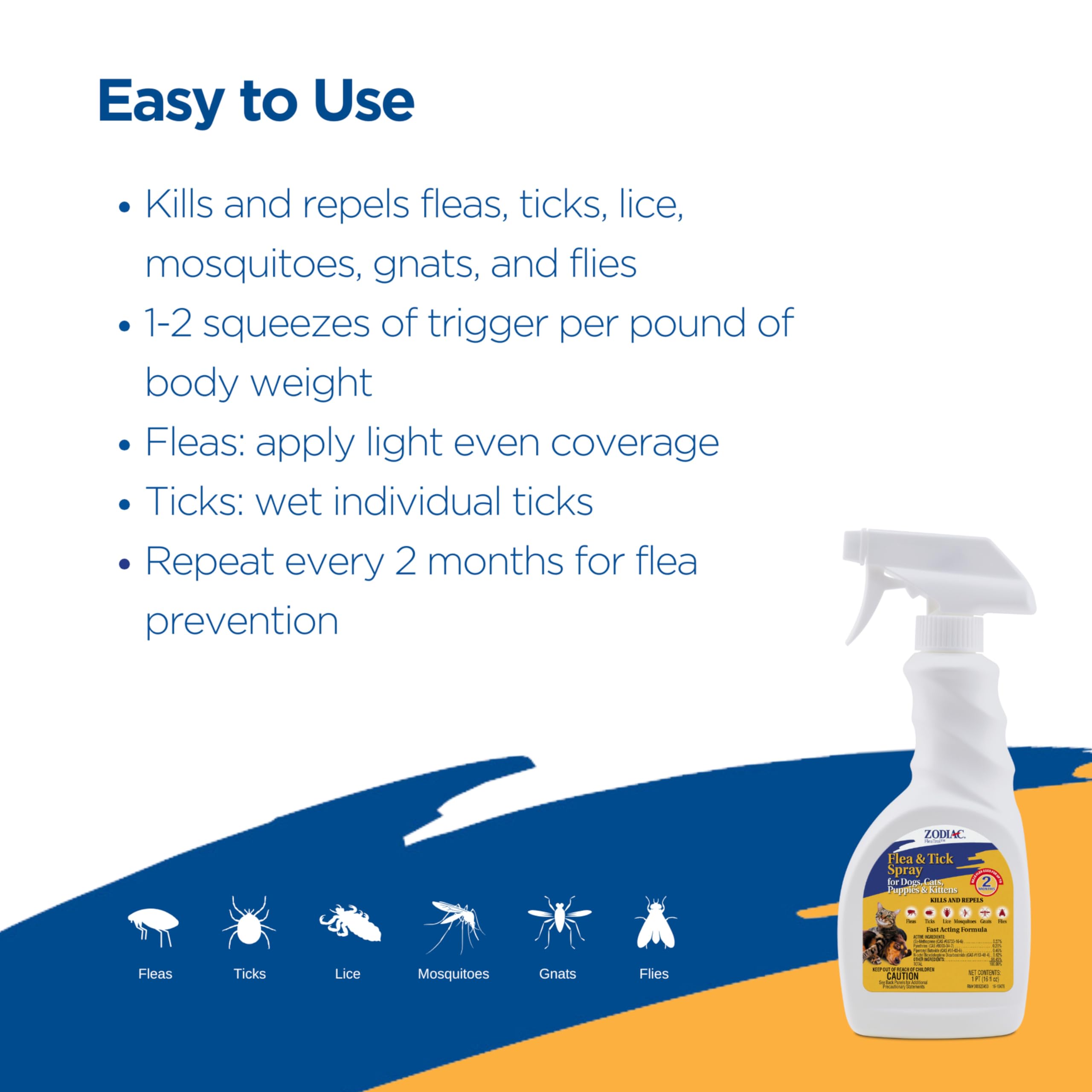 Zodiac Flea & Tick Spray on a puppy over 12 weeks for pest protection.