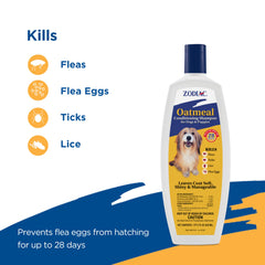 Zodiac Oatmeal Conditioning Shampoo label close-up highlighting ingredients