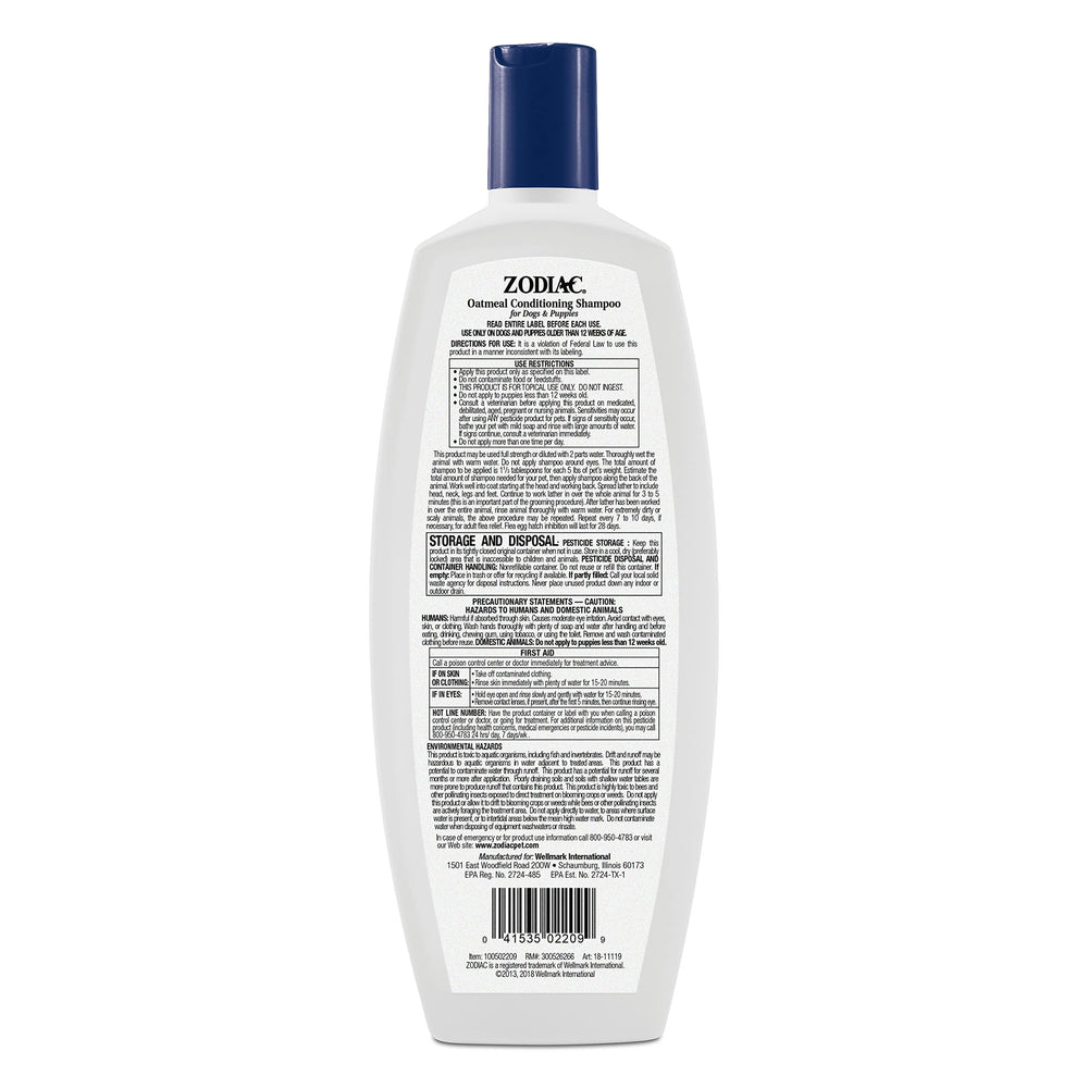 Zodiac Oatmeal Conditioning Shampoo being lathered for flea control