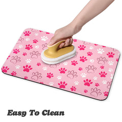 Zoeeya dog food mat pink 16x24 is easy to clean and roll for storage.