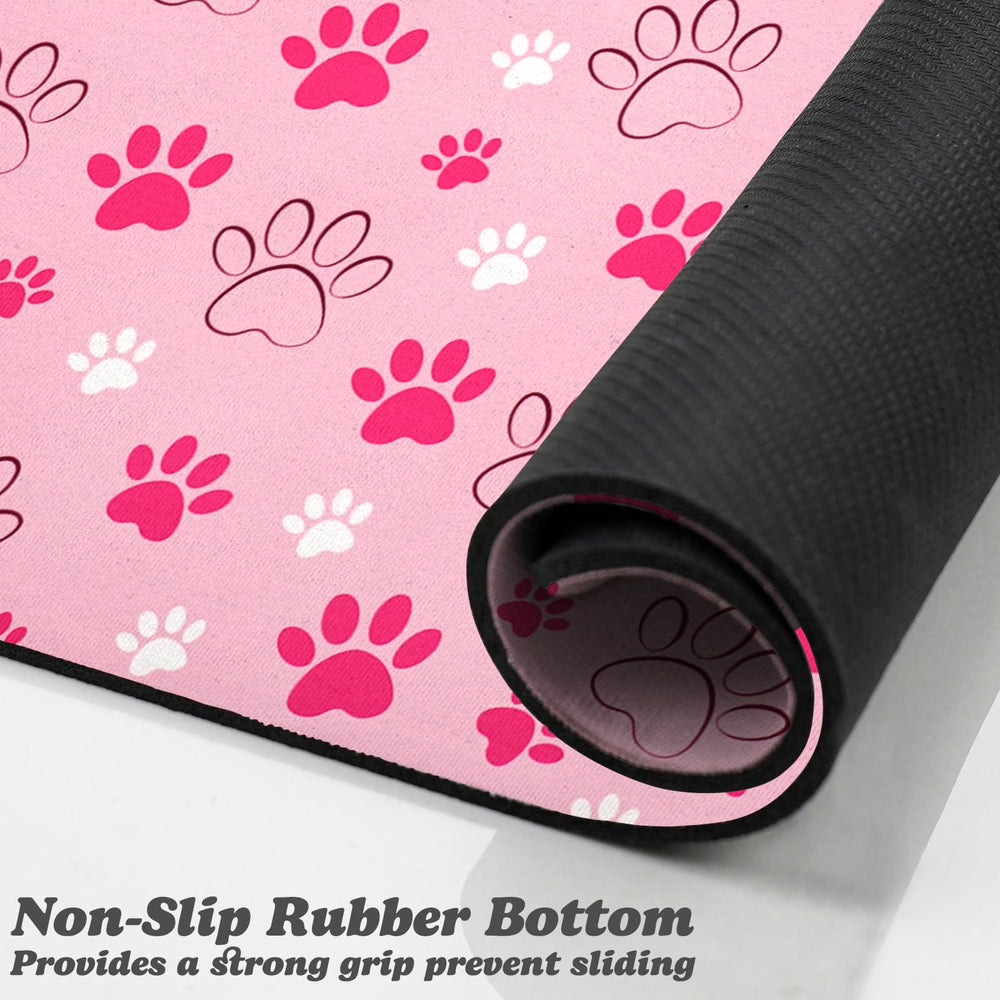 Zoeeya dog food mat pink 16x24 features non-slip rubber backing for secure feeding.