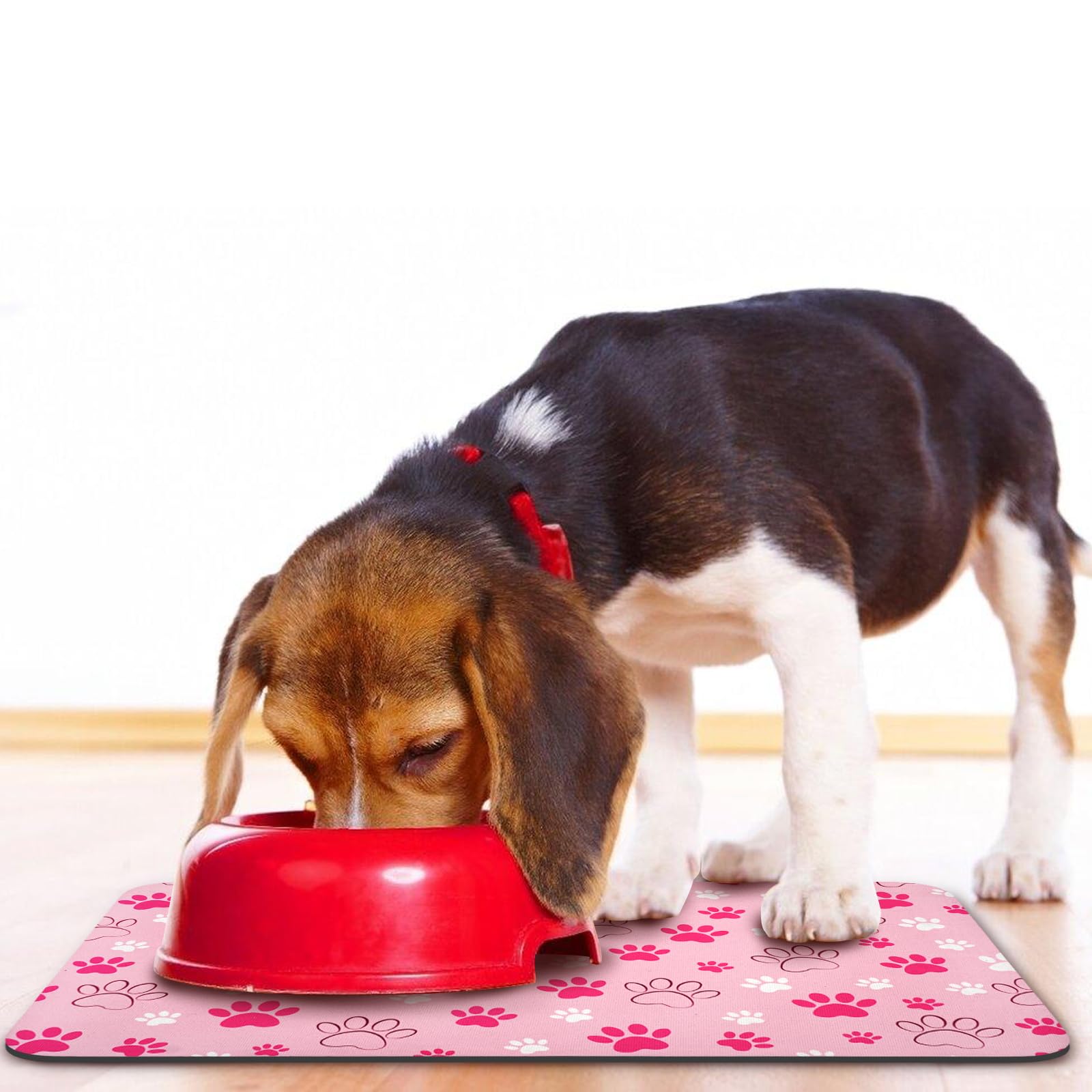 Zoeeya dog food mat pink 16x24 keeps feeding area neat during spills.