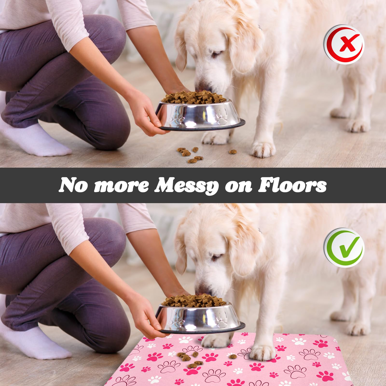 Zoeeya dog food mat pink 16x24 showcases stylish print to match home decor.