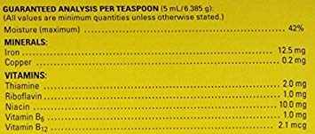 Zoetis Pet-Tinic ingredients list featuring iron, copper, B vitamins, and liver