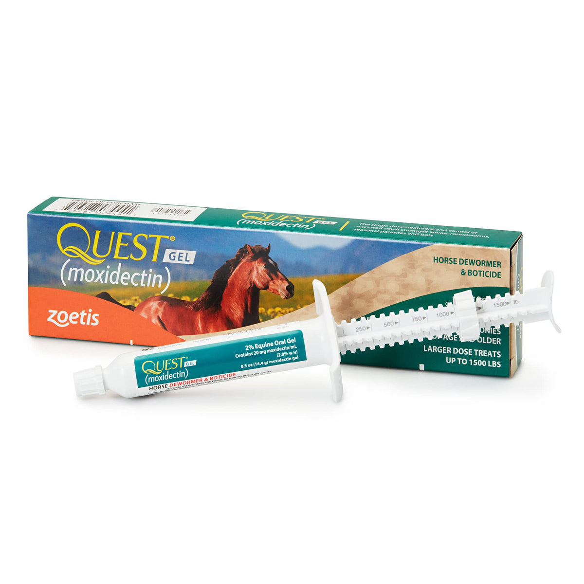 Zoetis Quest Gel bottle pour demonstrates easy dosing for horses.