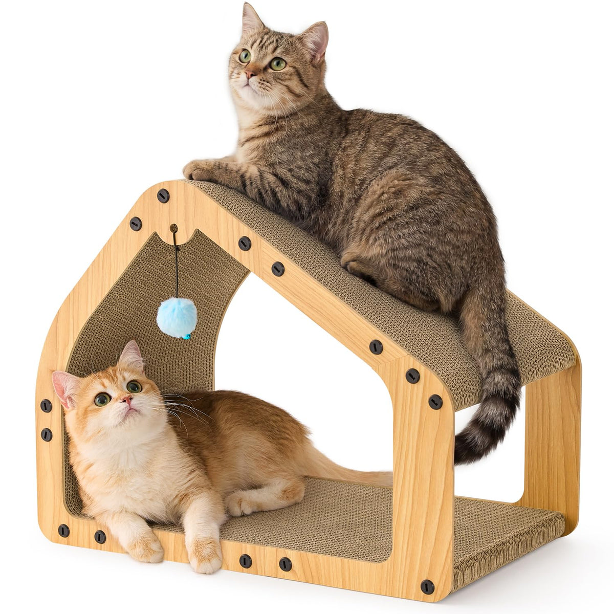 ZOMISIA 20inch cat scratcher house with tunnel protects furniture and entertains indoor cats.