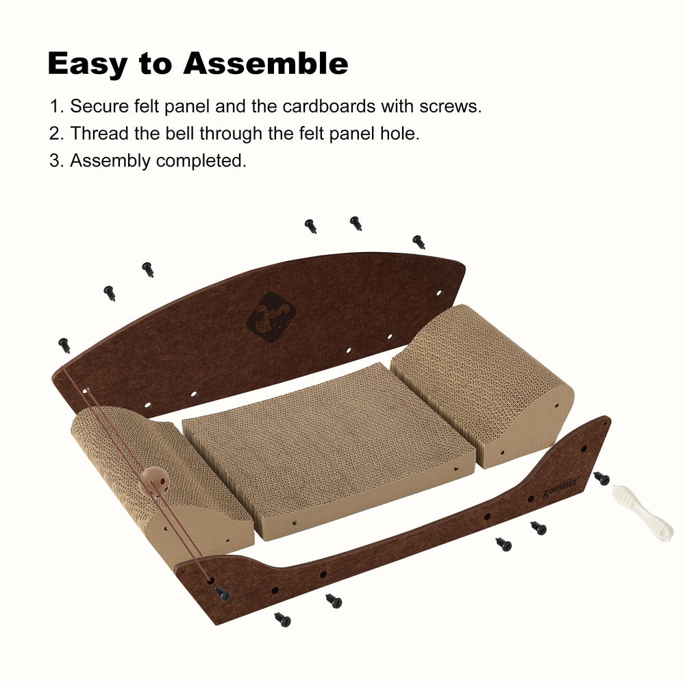 ZOMISIA 26 inch cardboard cat scratcher bed three step assembly