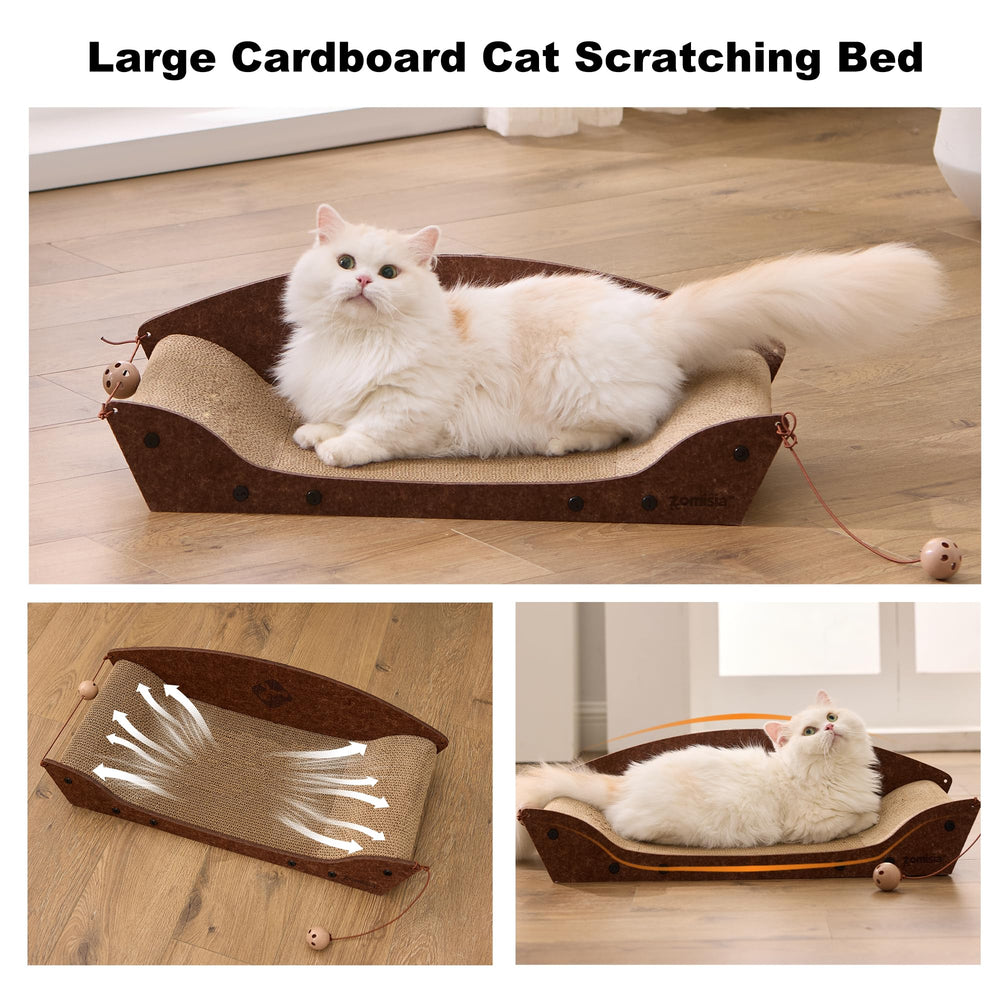 ZOMISIA 26 inch cardboard cat scratcher bed protecting furniture from scratches