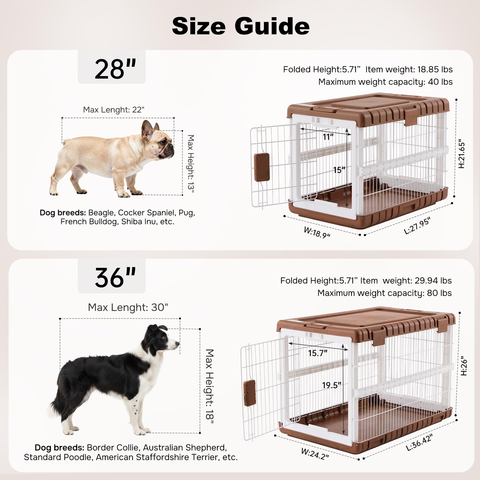 ZOMISIA 28inch collapsible crate open and folded, quick setup for travel.